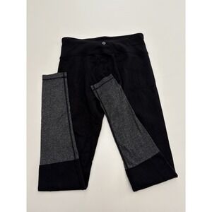 Women's Lululemon Grey Black Leggings Full Length SZ 8